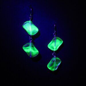 Uranium glass bead earrings